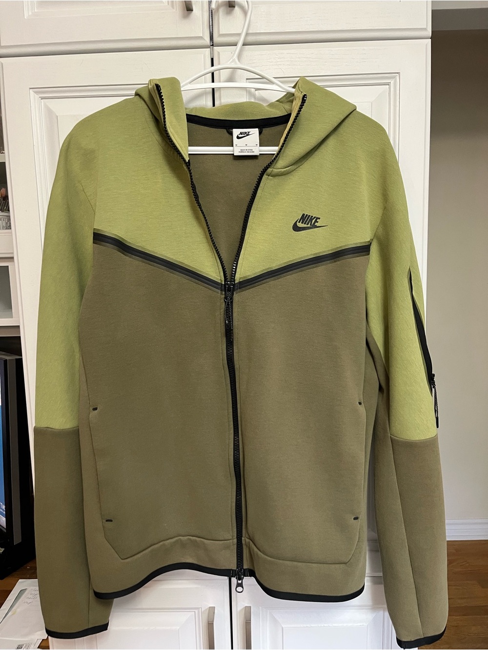 Nike Olive and Light Olive Hooded Performance Jacket